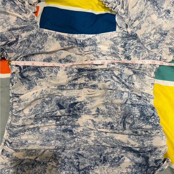 SHEIN Blue and White Ruched Blouse - Picture 4 of 13